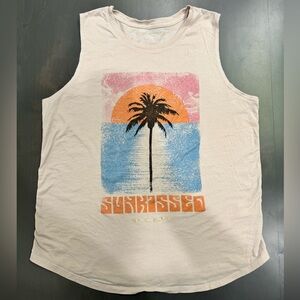 EUC Spiritual Gangster Tan Cream Coachella Rocker Muscle Tank Size Large